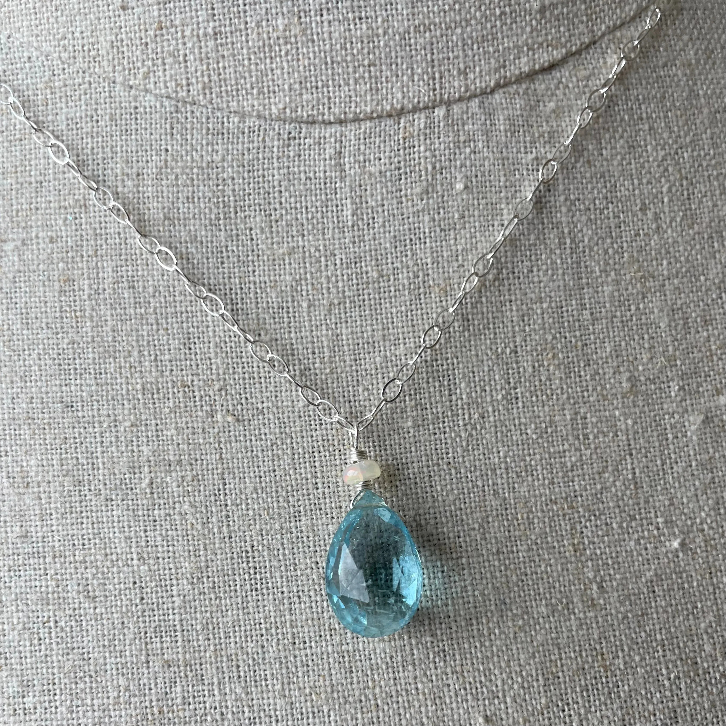 Huge Aquamarine and Opal Necklace, OOAK