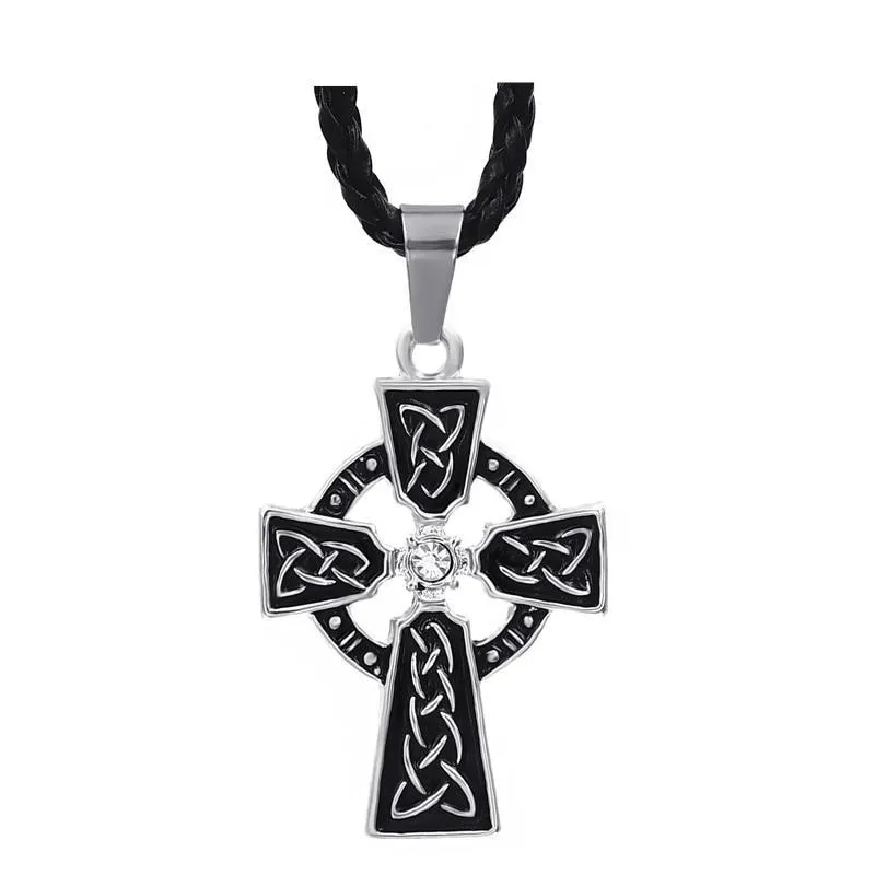 Irish Celtic Cross with Zirconia Pendant Necklace