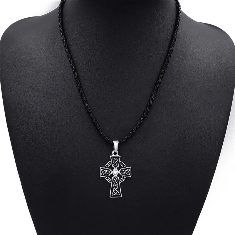 Irish Celtic Cross with Zirconia Pendant Necklace