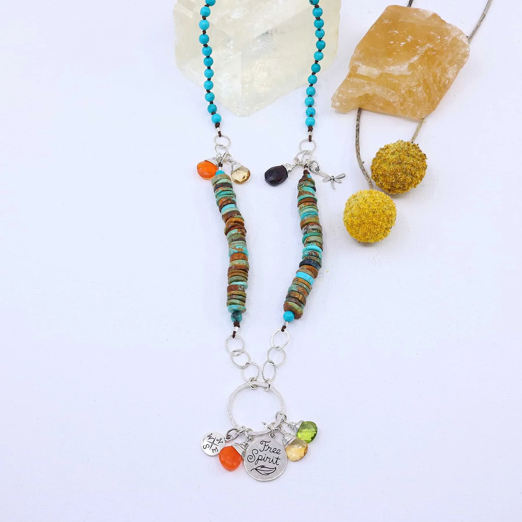 Isadora - Turquoise and Gemstone Pendant Necklace