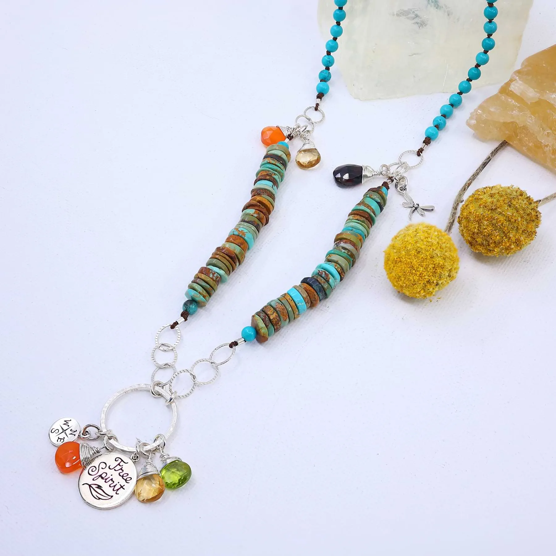 Isadora - Turquoise and Gemstone Pendant Necklace