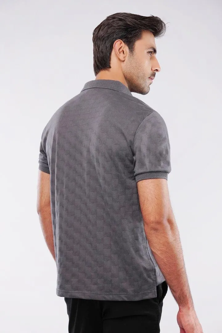 Jacquard Polo Shirt - Grey