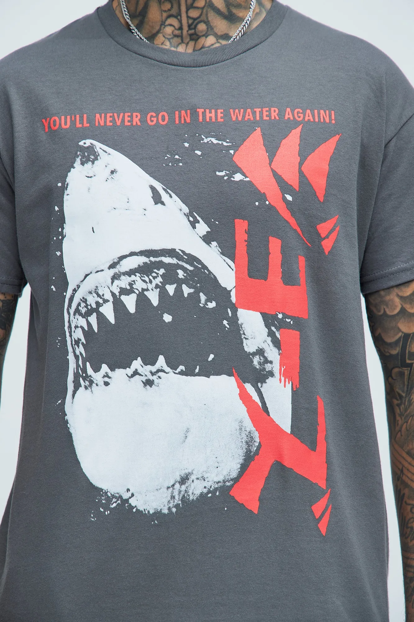 Jaws Attacks Short Sleeve Tee - Charcoal