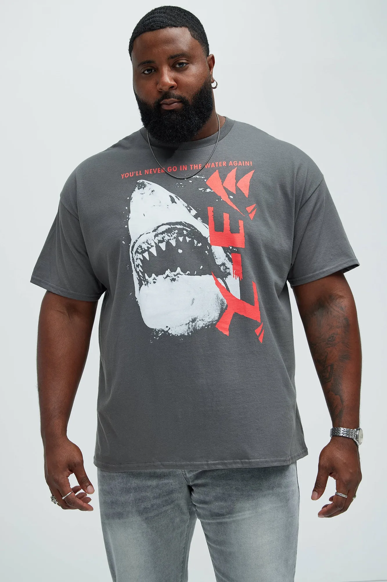 Jaws Attacks Short Sleeve Tee - Charcoal