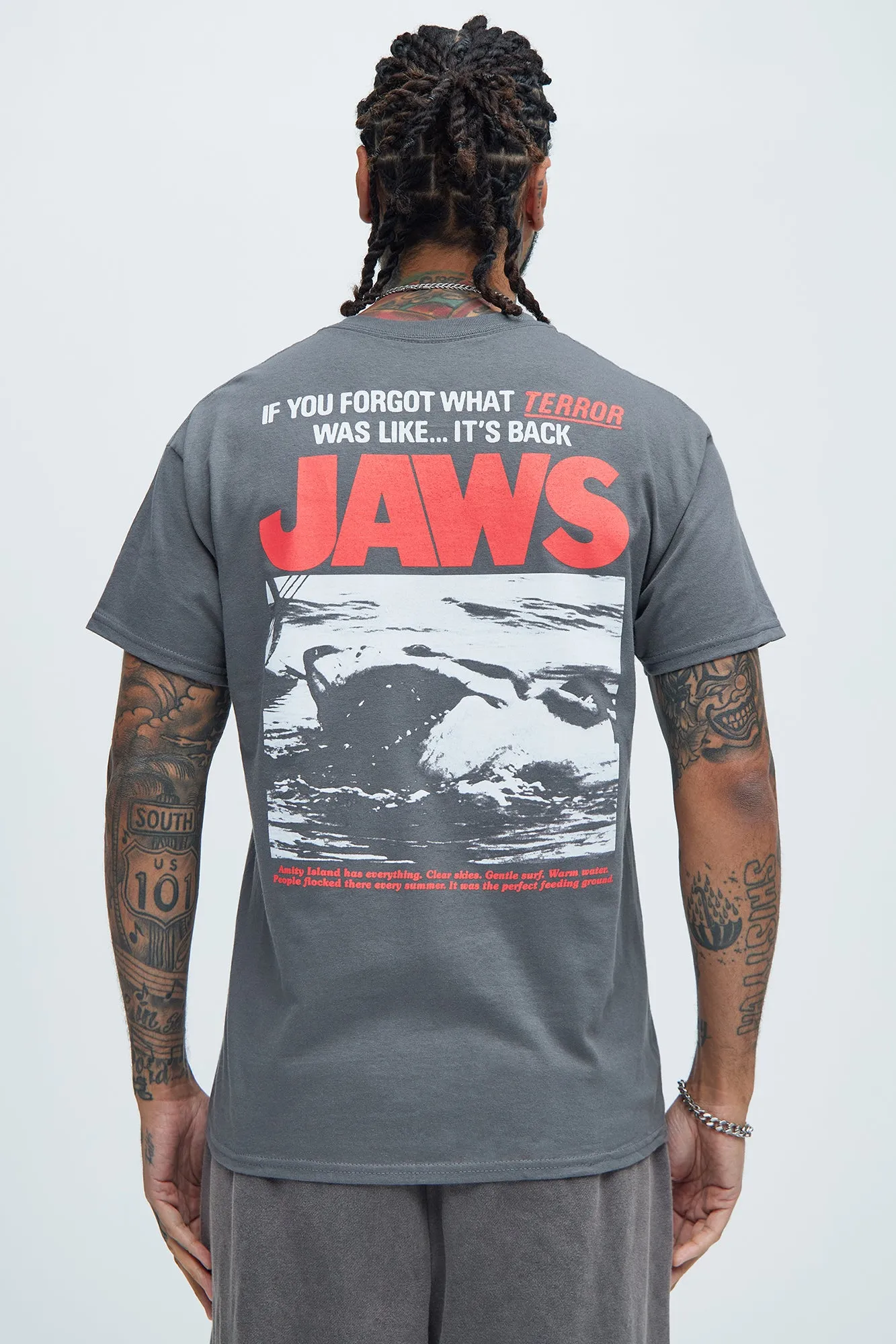 Jaws Attacks Short Sleeve Tee - Charcoal