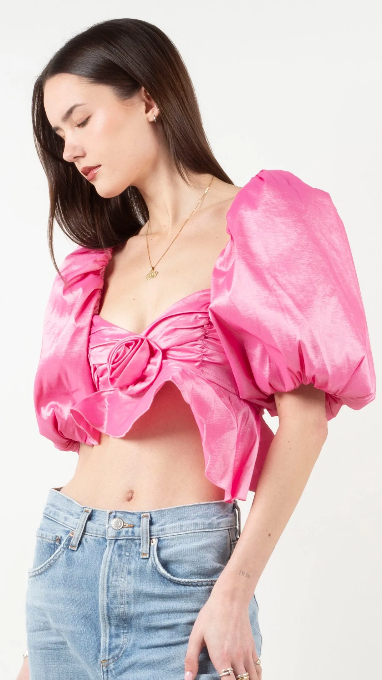 Judith Crop Blouse - Pink