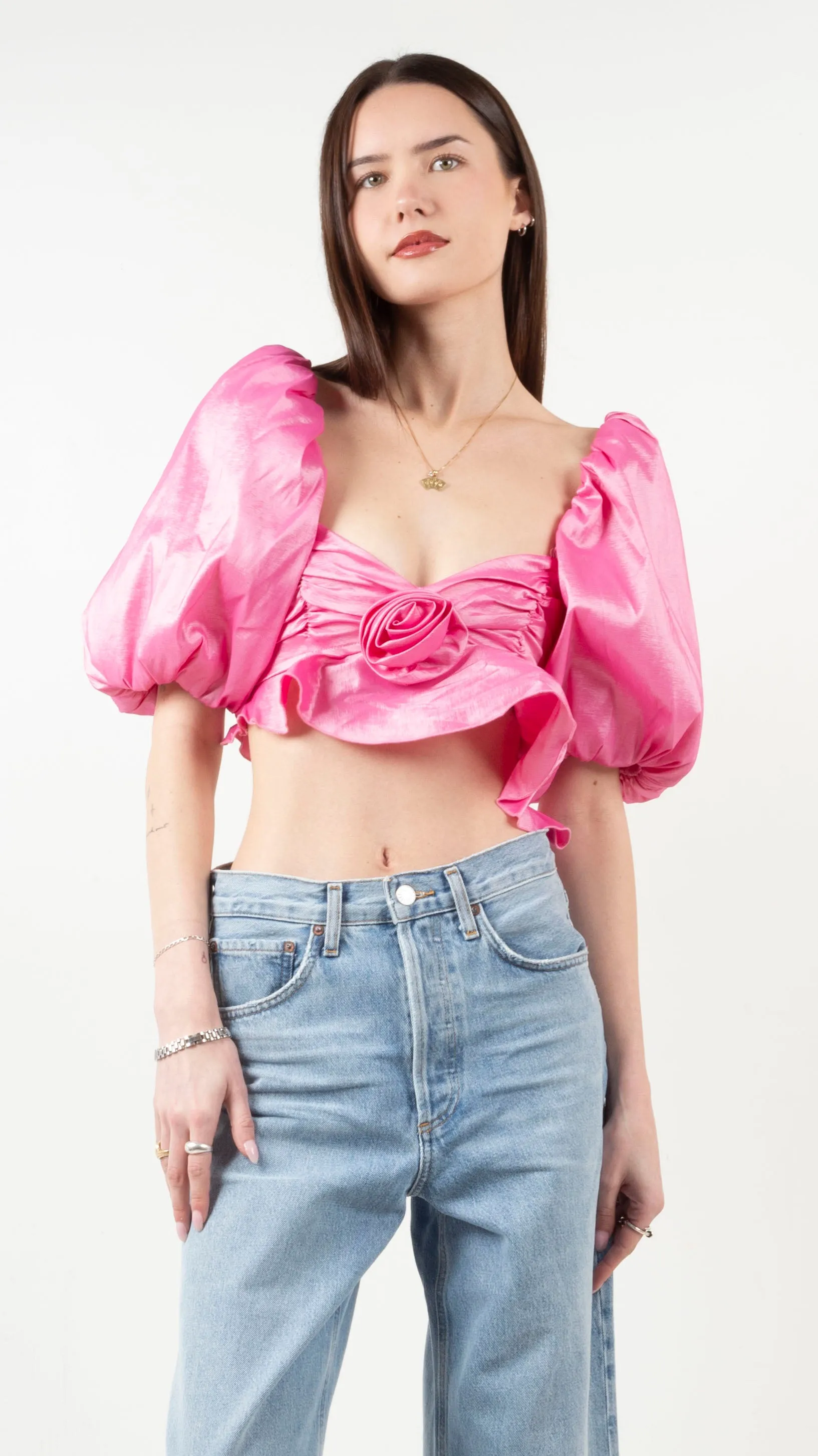 Judith Crop Blouse - Pink