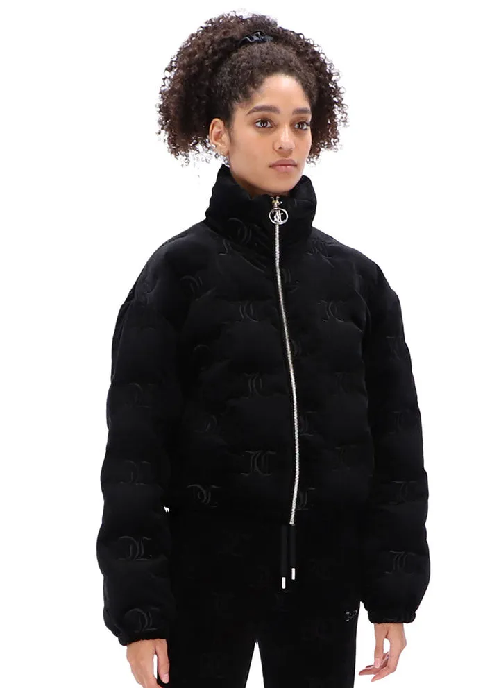 Juicy Couture Madeline Monogram Puffer Jakke - Black