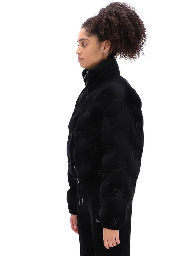 Juicy Couture Madeline Monogram Puffer Jakke - Black