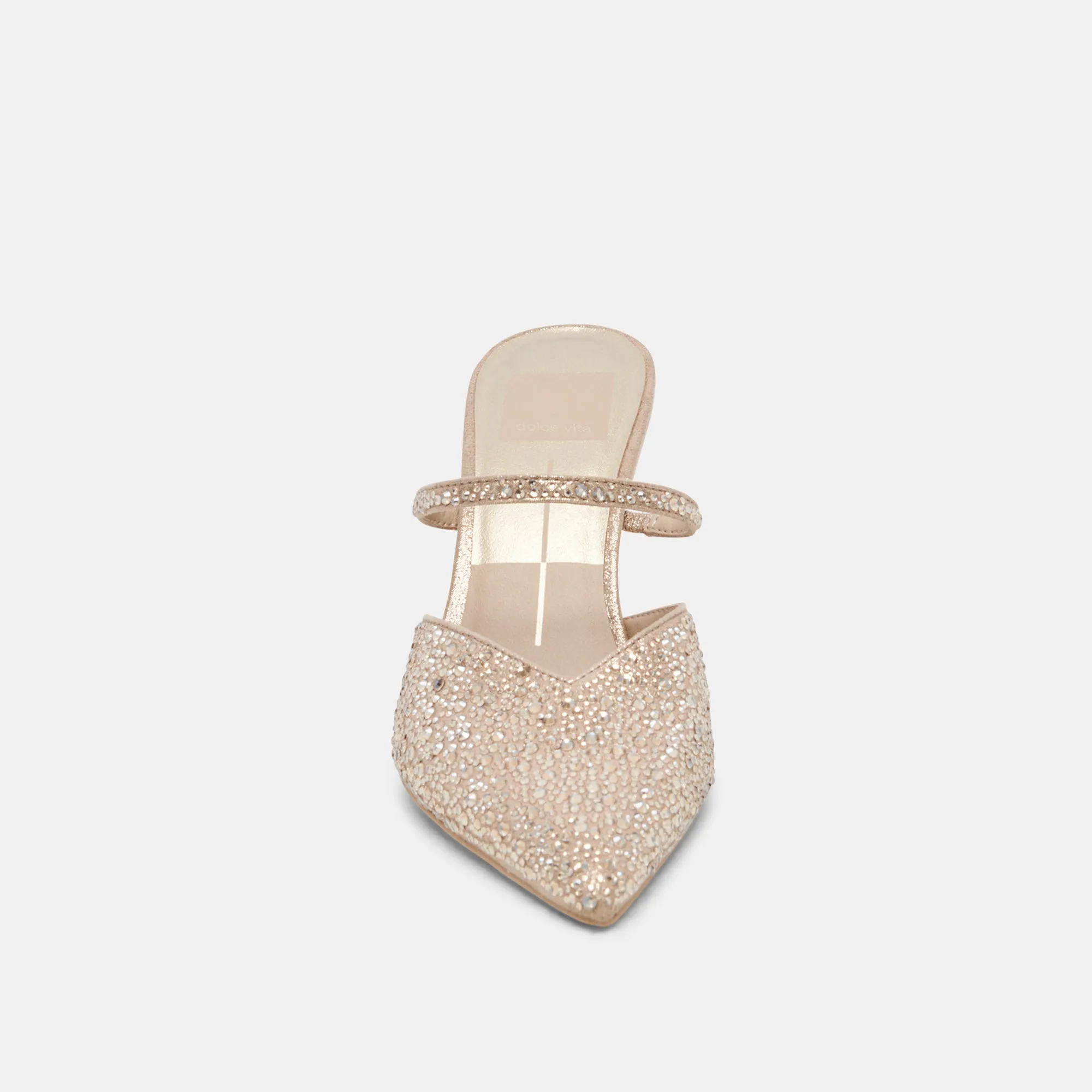 KANIKA CRYSTAL HEELS LIGHT GOLD FABRIC