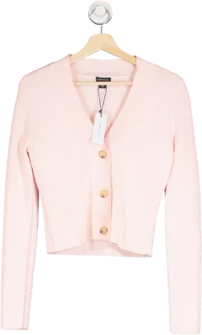 Karen Millen Pink Rib Compact Knit Half Cardigan UK M