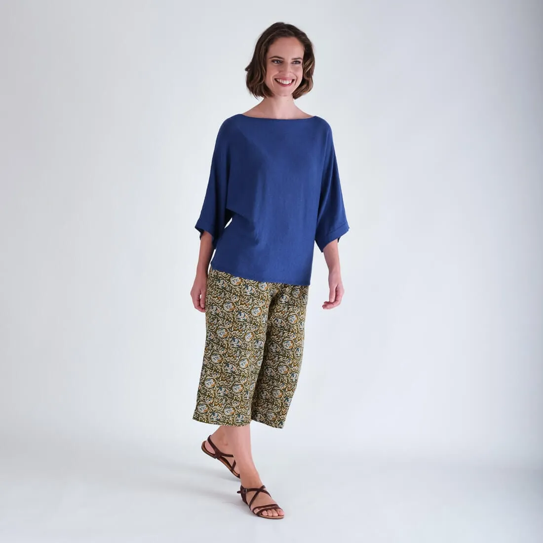 Kira Blue Linen & Cotton Jumper | Cornflower