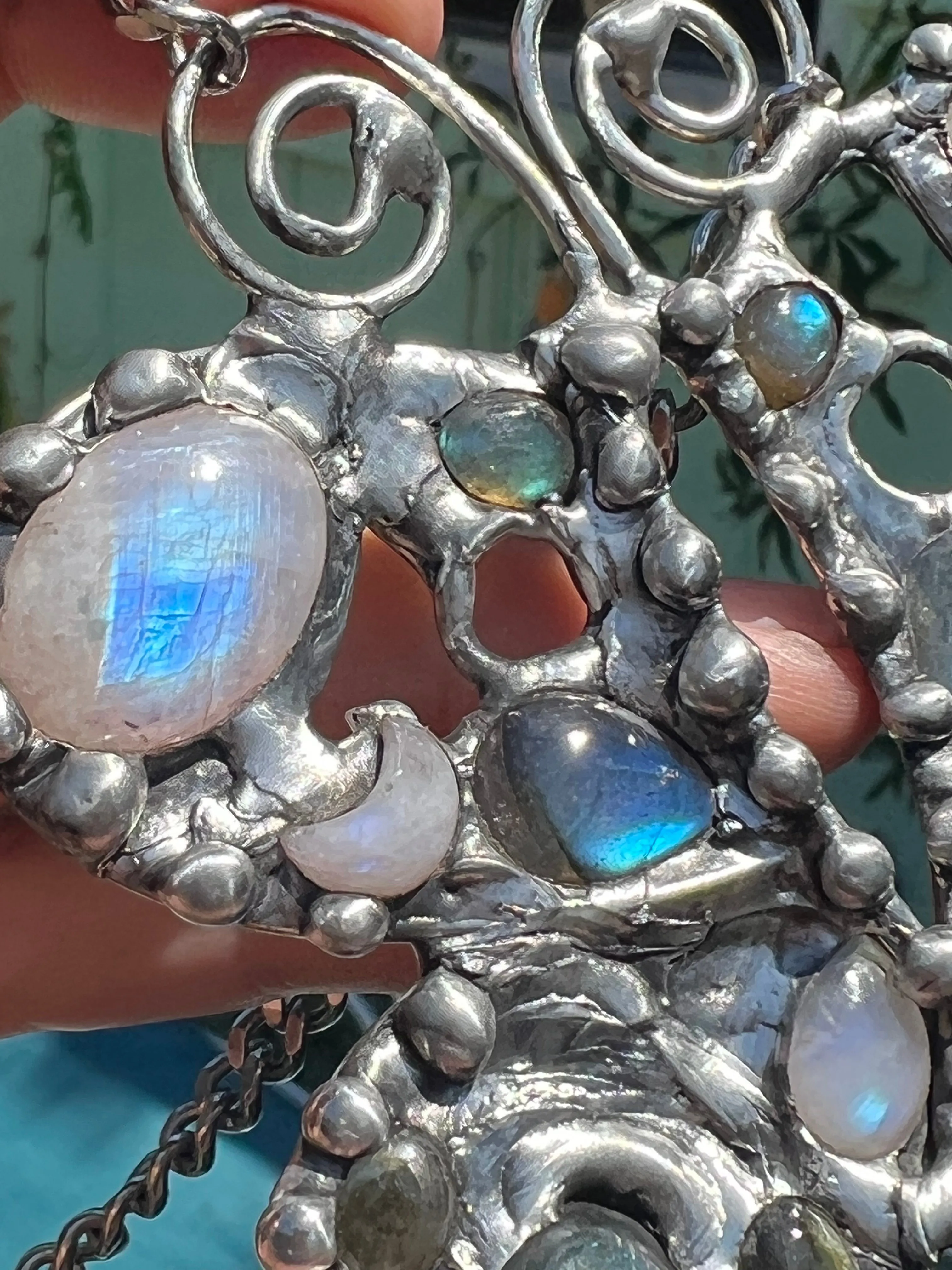 Labradorite & Moonstone Butterfly Amulet