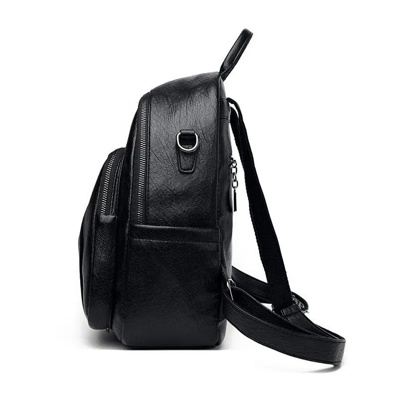 Large Capacity Luxury Designer Casual PU Leather Shoulder Bag, and Backpack