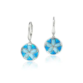 Larimar Flowering Sand Dollar Earrings with Opalite