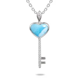 Larimar Heart Key Pendant