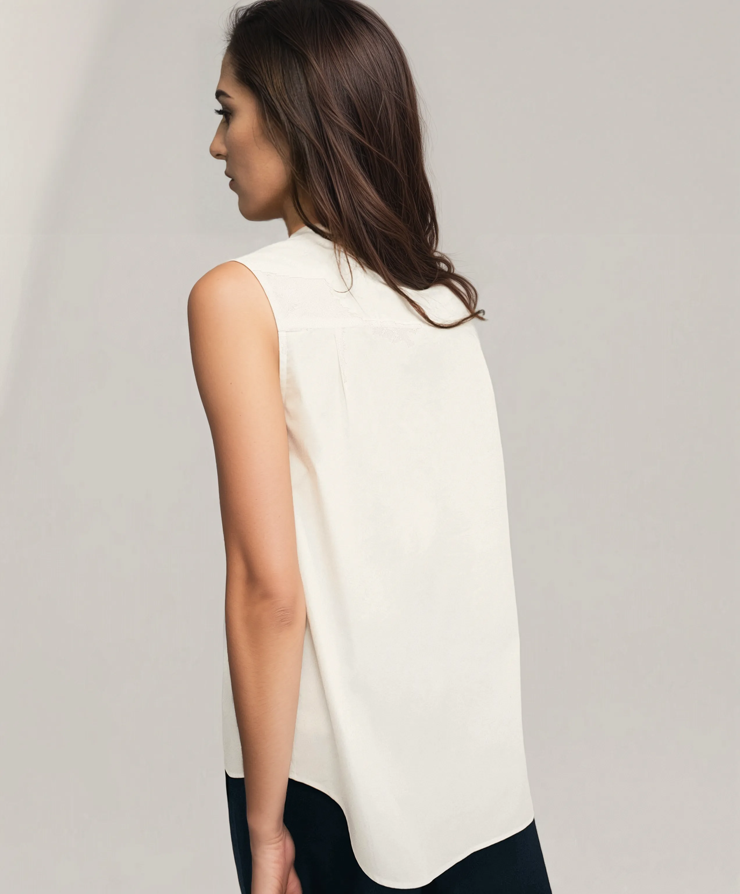 Laura - Organic Cotton Sleeveless Shirt | White