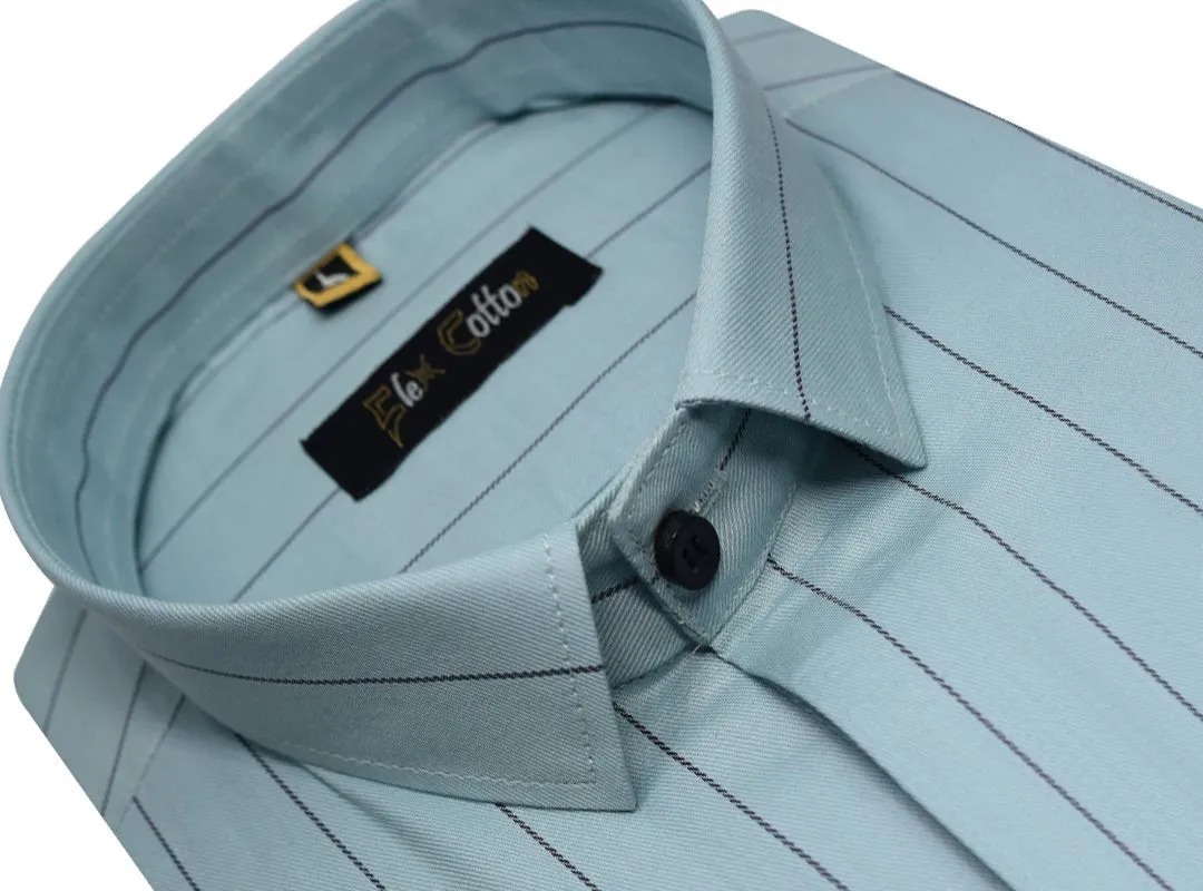 Light Blue Color Lining Cotton Shirt For Men