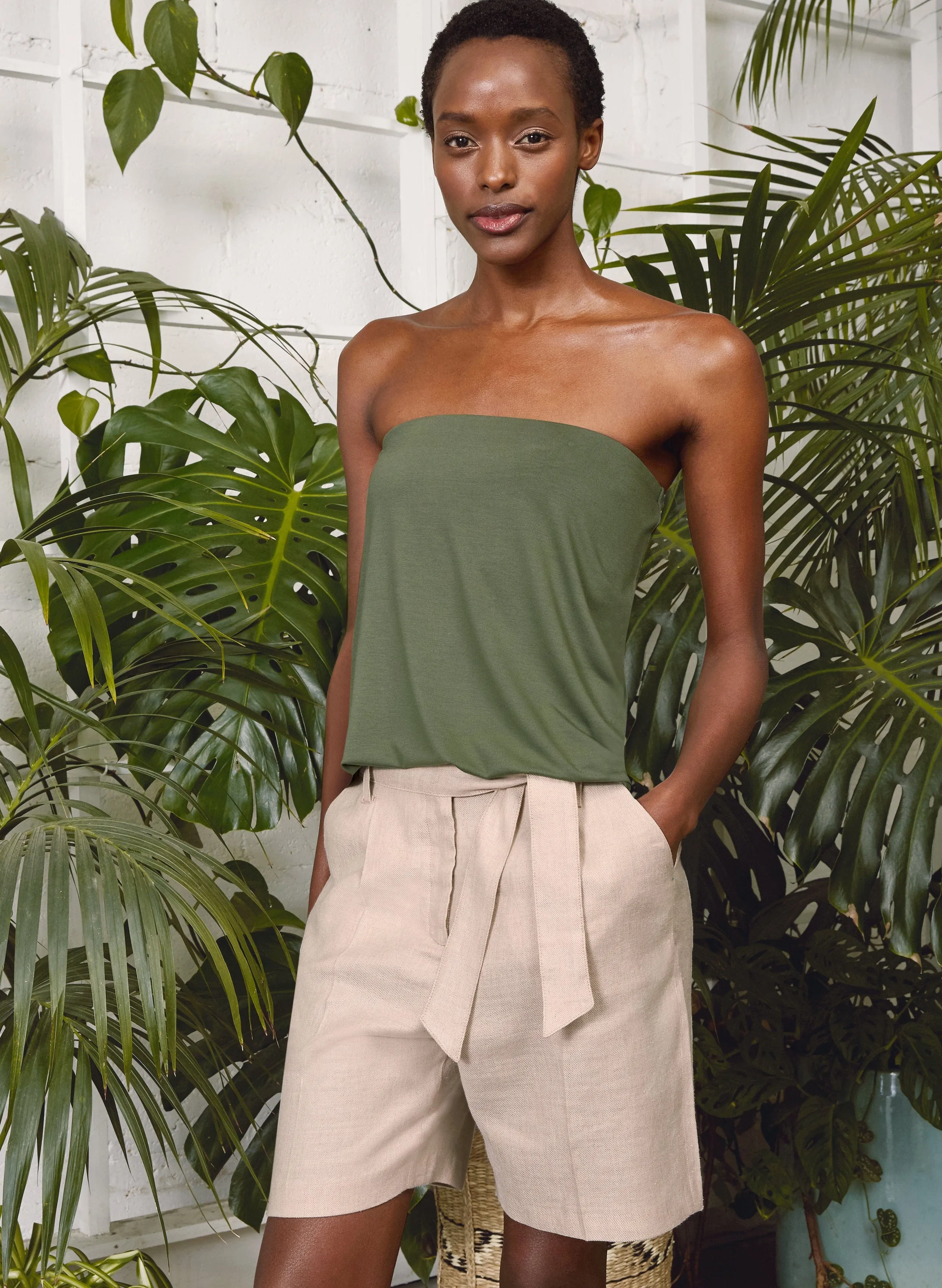 Lily LENZING ECOVERO Jersey Bandeau Top | Light Khaki