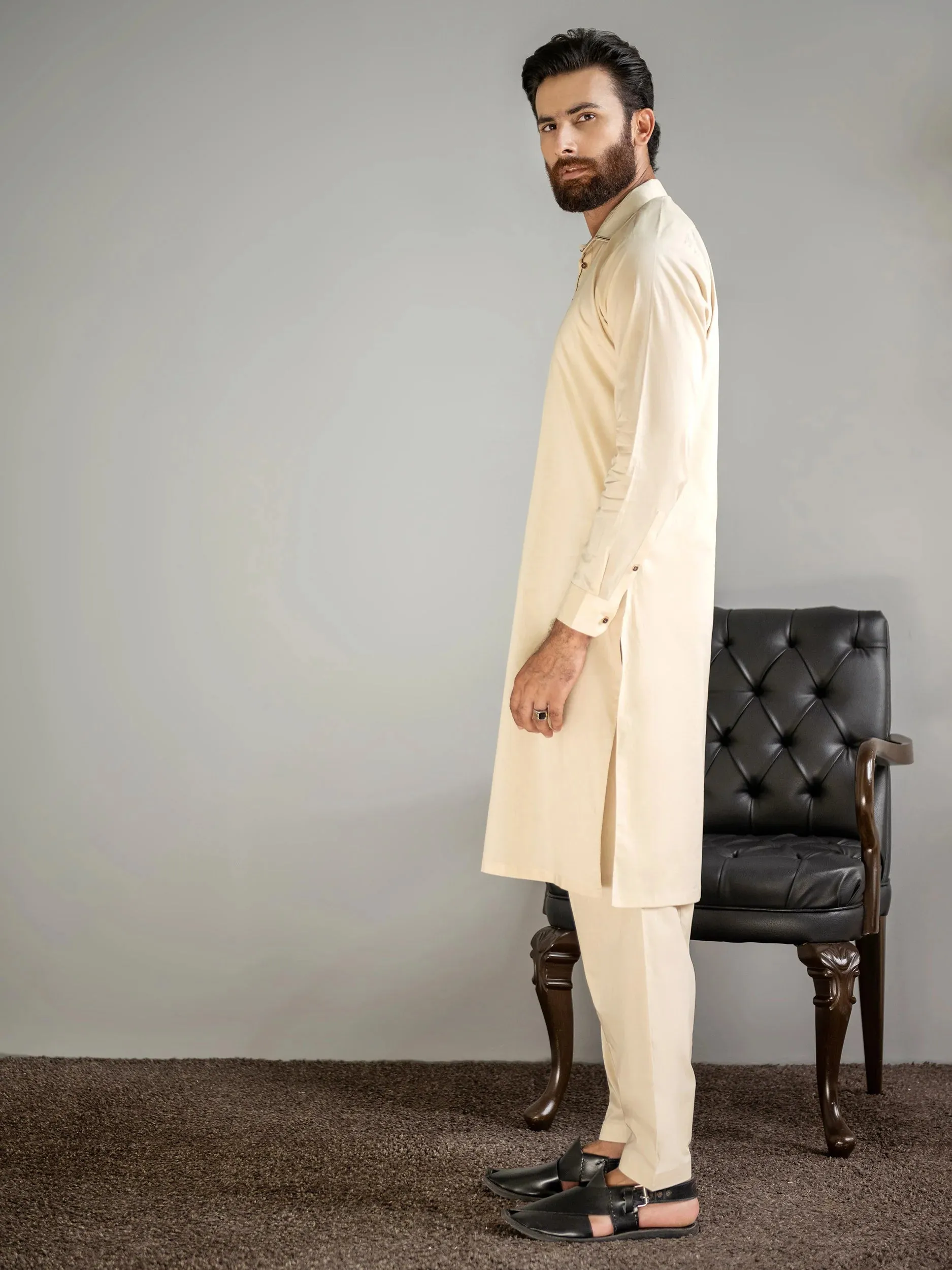 Limelight Mens Cream Cotton Kurta Shalwar