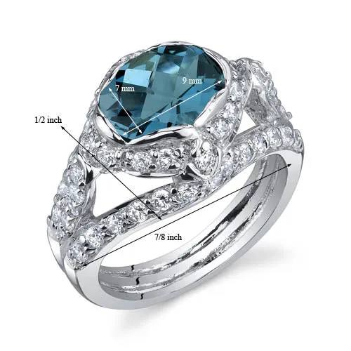 London Blue Topaz Oval Cut Sterling Silver Ring Size 5