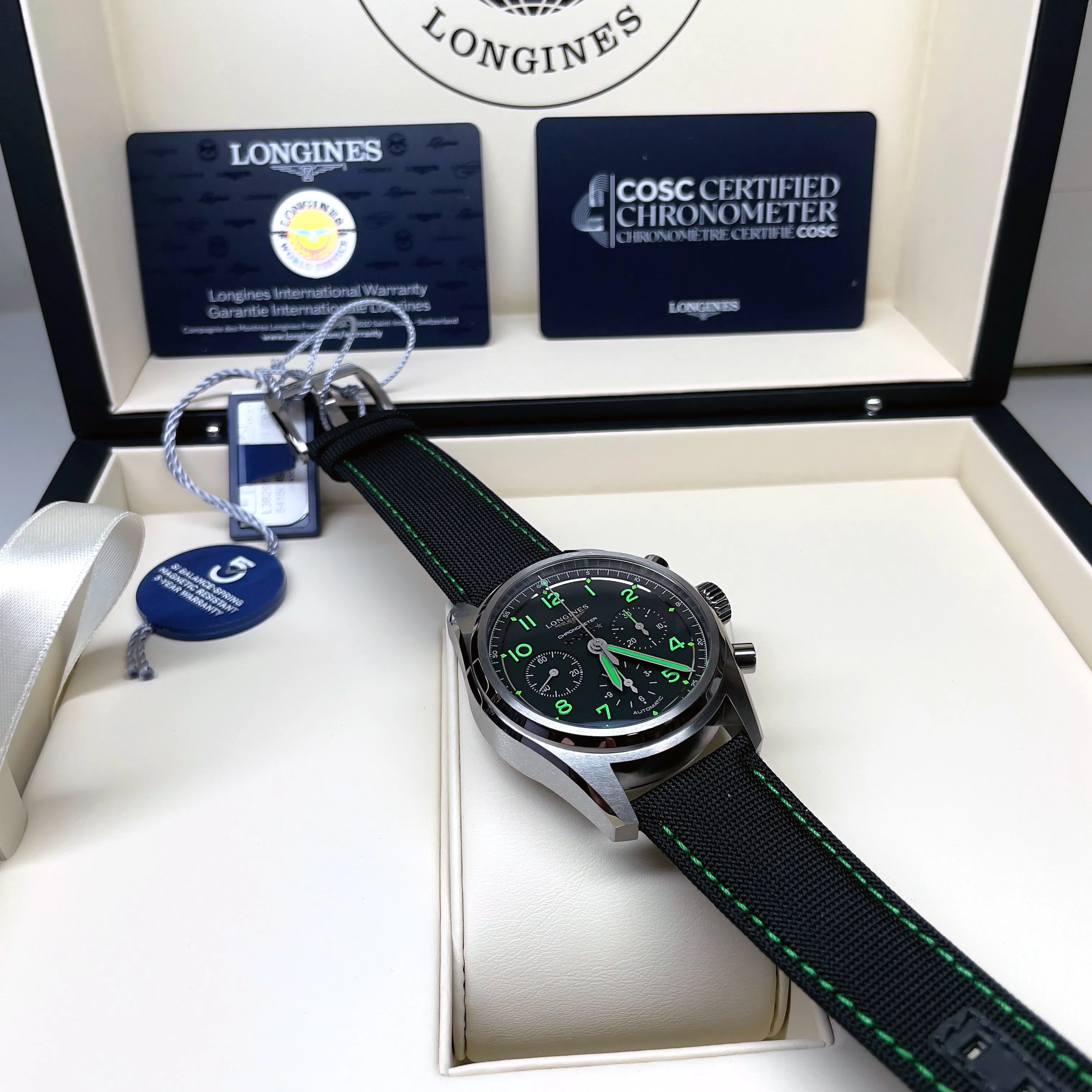 Longines Spirit 42MM Pioneer Edition Titanium Watch Black Green L38291532