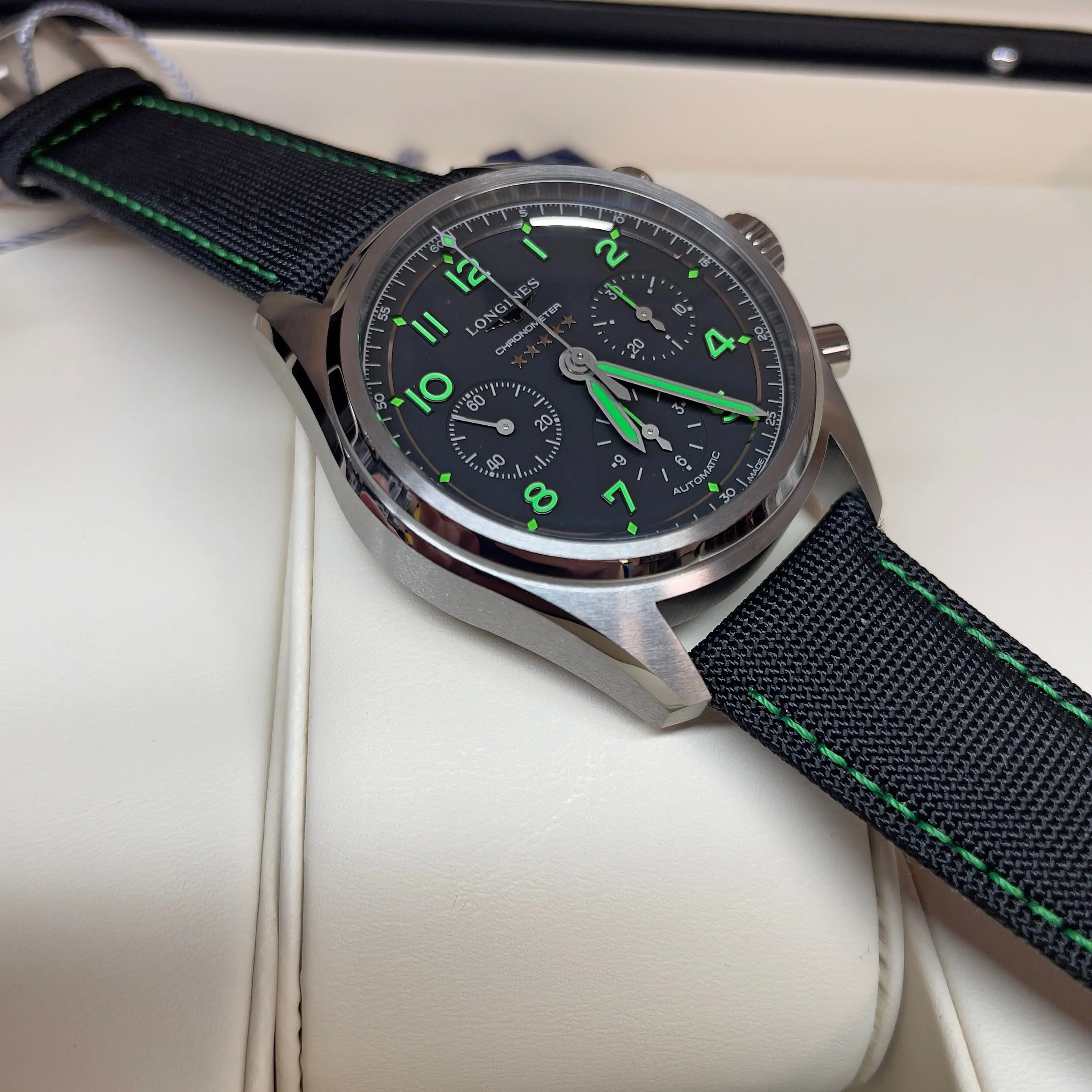 Longines Spirit 42MM Pioneer Edition Titanium Watch Black Green L38291532