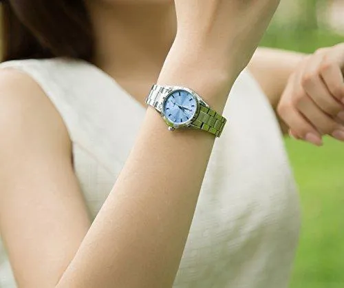 Luxury Women's Wrist Watches,Silvery Stainless Steel Wristwatches for Lady,Blue Face with Rhinestones Index