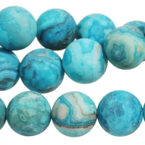 MATTE Blue Crazy Lace Agate 10mm Round - 8-Inch