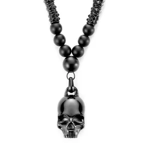 Memento Mori Long Skull Beaded Necklace