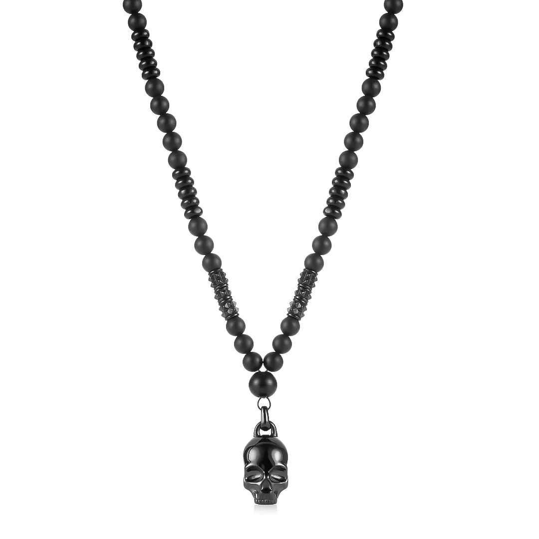 Memento Mori Long Skull Beaded Necklace