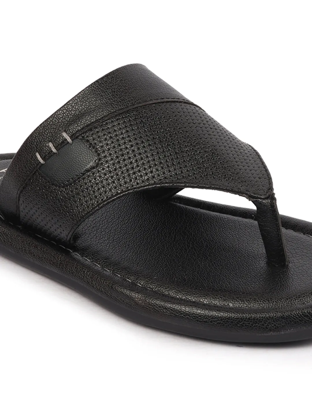 Men Black Casual Outfit Indoor Outdoor All Day Long Comfort Slip On Thong Slippers