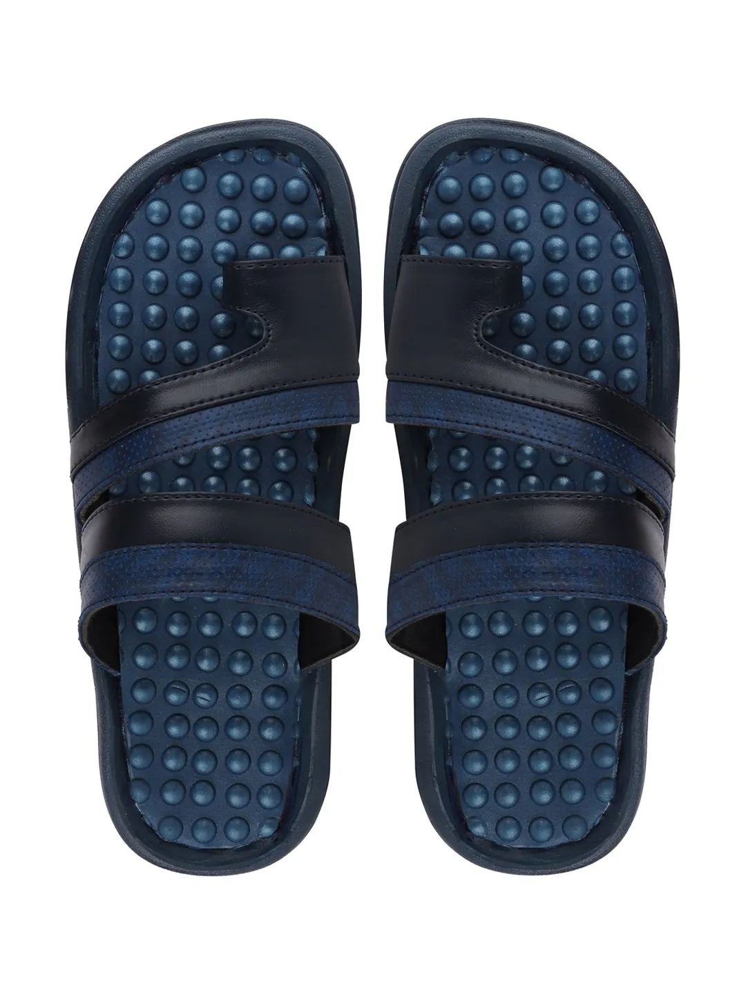 Men Navy Blue Casual Slip-On Slippers