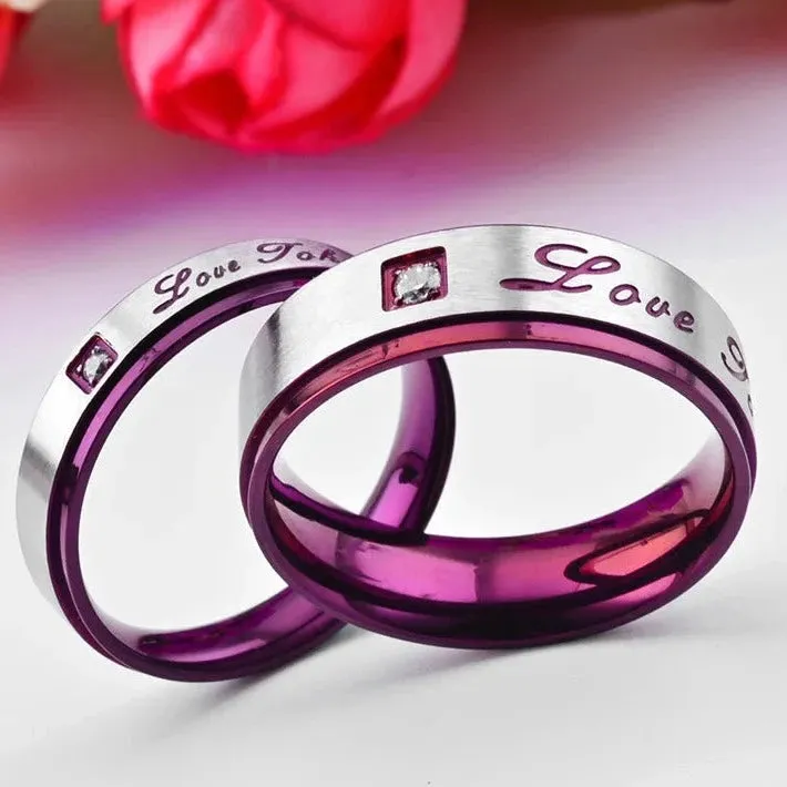 Men Women Stainless Steel Love Promise Ring Couples Wedding Bands