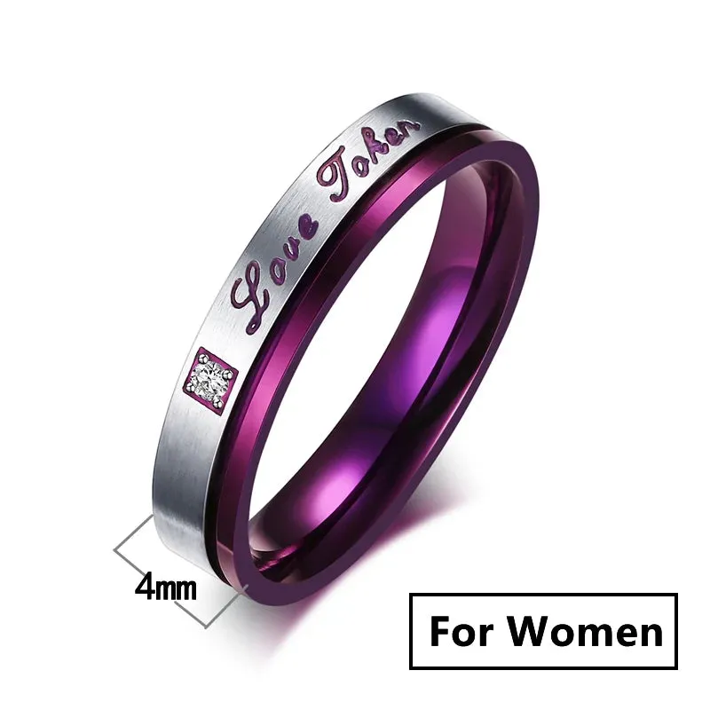 Men Women Stainless Steel Love Promise Ring Couples Wedding Bands