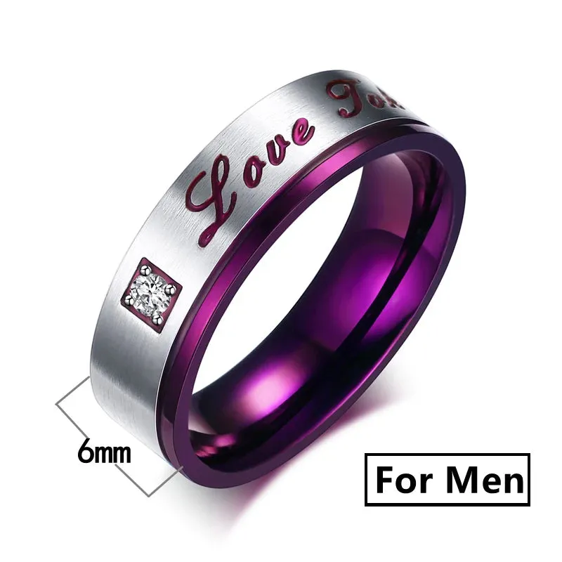 Men Women Stainless Steel Love Promise Ring Couples Wedding Bands