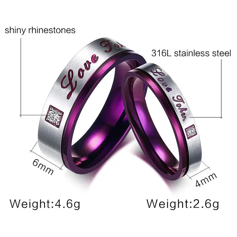 Men Women Stainless Steel Love Promise Ring Couples Wedding Bands