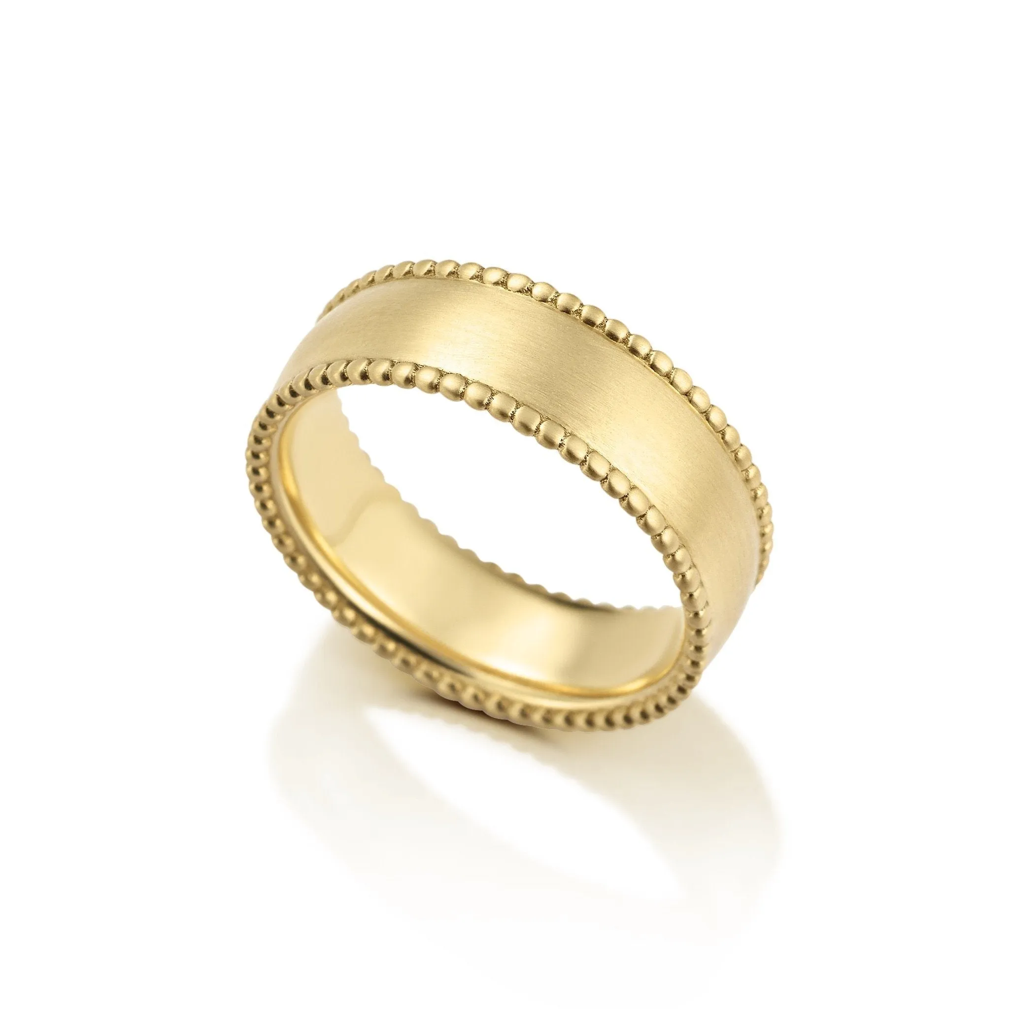 Men's Beaded Brushed Gold Band