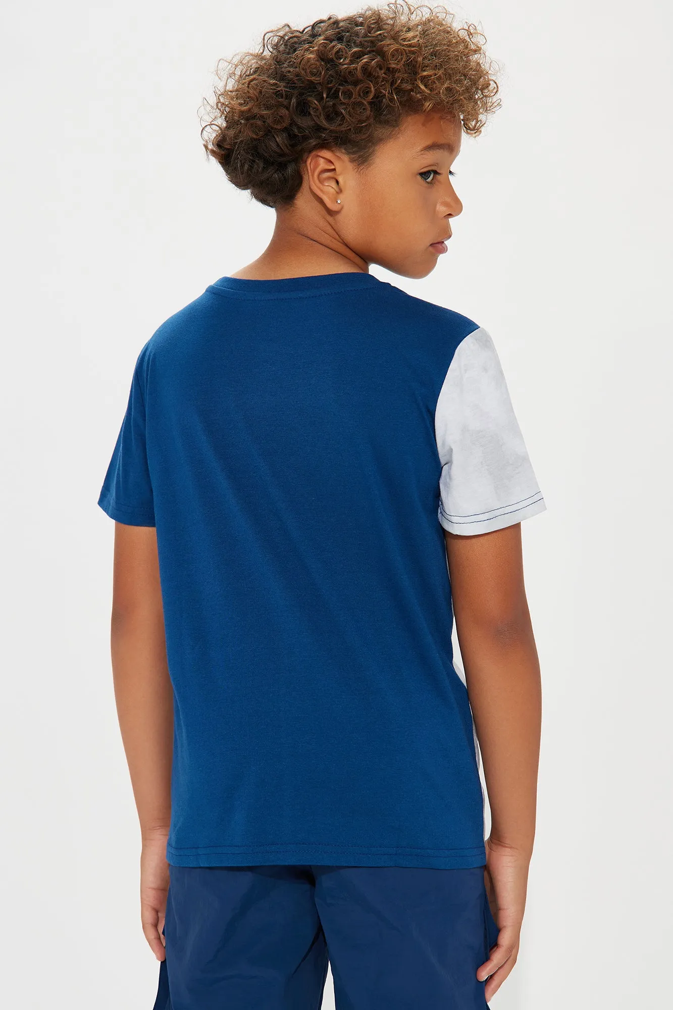 Mini Bart Split Dye Embroidered Tee - Navy/combo