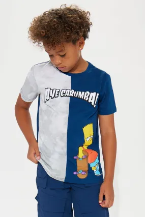 Mini Bart Split Dye Embroidered Tee - Navy/combo