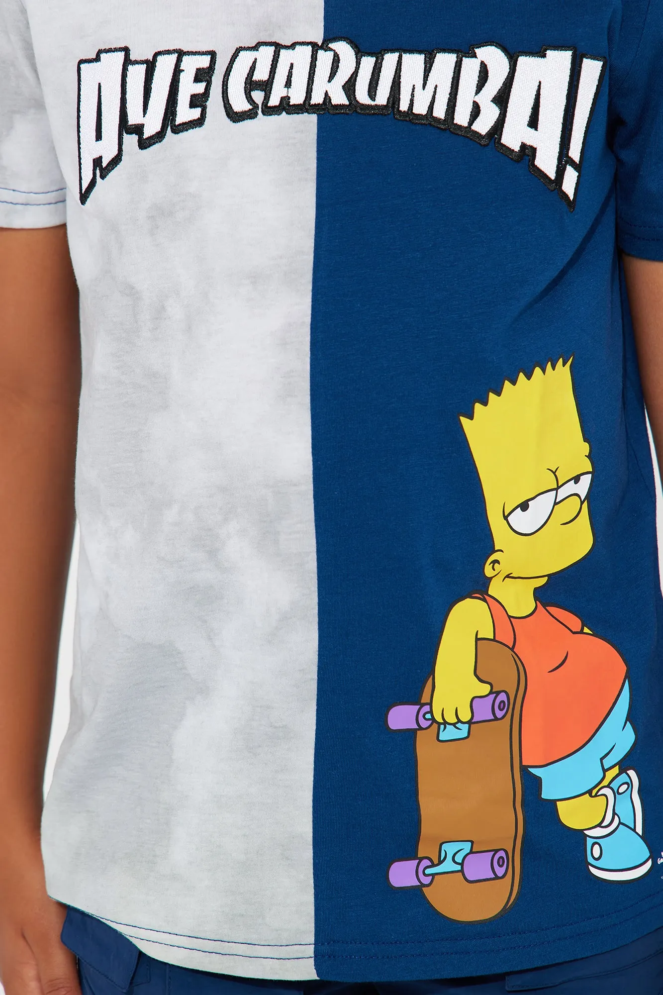 Mini Bart Split Dye Embroidered Tee - Navy/combo