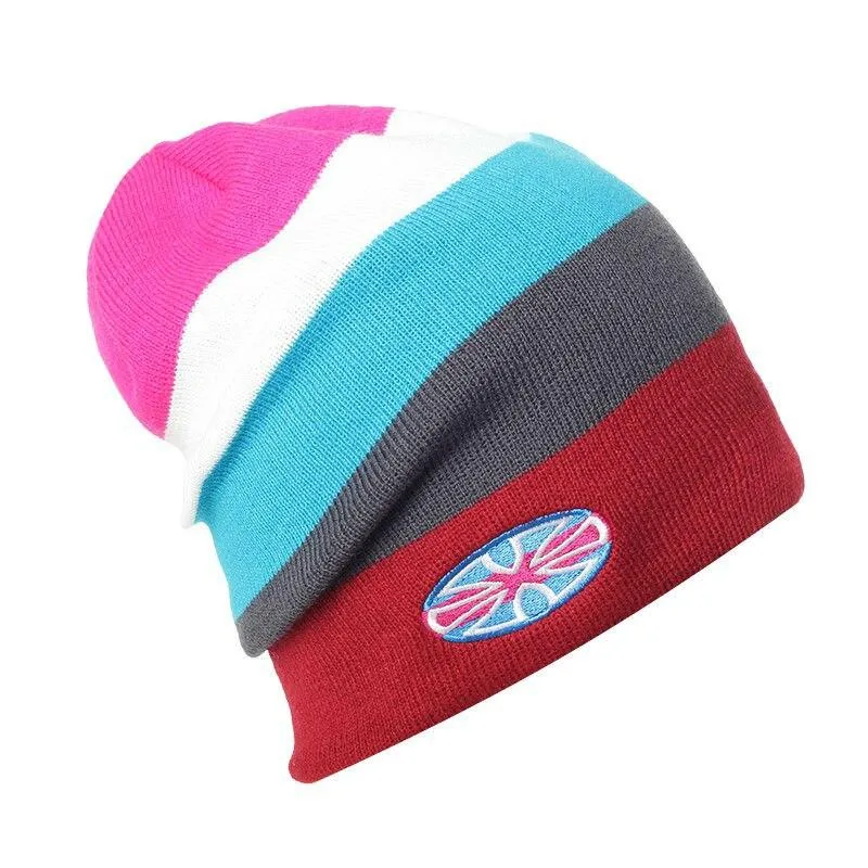 Multicolored Striped Knit Winter Hat, Beanie or Skullies