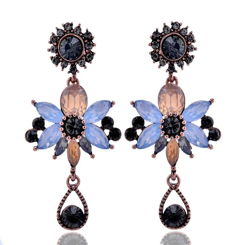 Mystic Flower Amethyst Crystal Drop Earrings