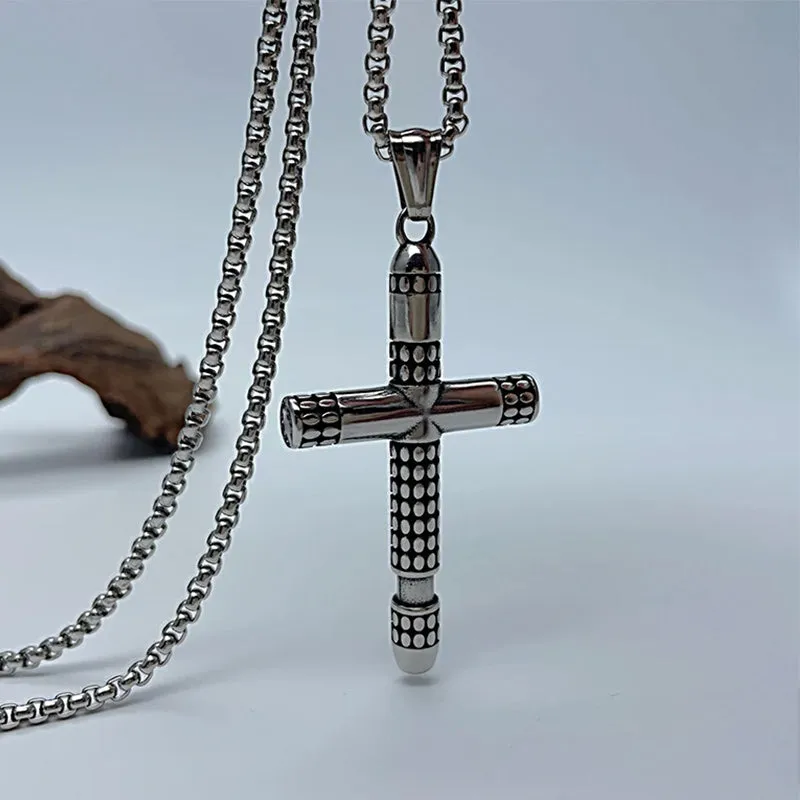 Nail Cross Stainless Steel Pendant Christian Vintage Necklace