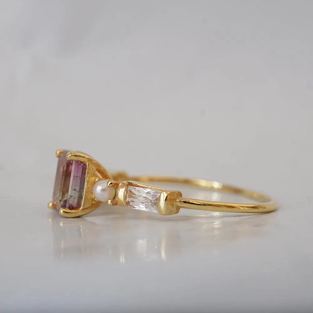 One Of A Kind: Parti Tourmaline Pearl Persian Diamond Ring