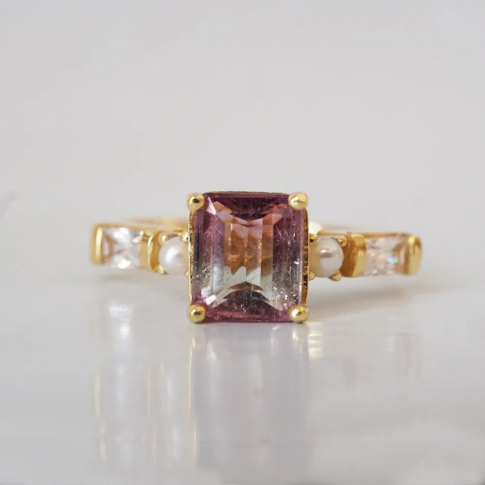 One Of A Kind: Parti Tourmaline Pearl Persian Diamond Ring