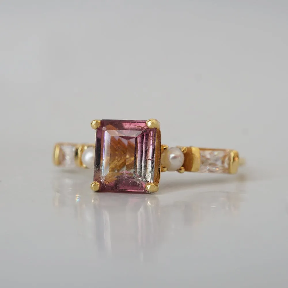 One Of A Kind: Parti Tourmaline Pearl Persian Diamond Ring