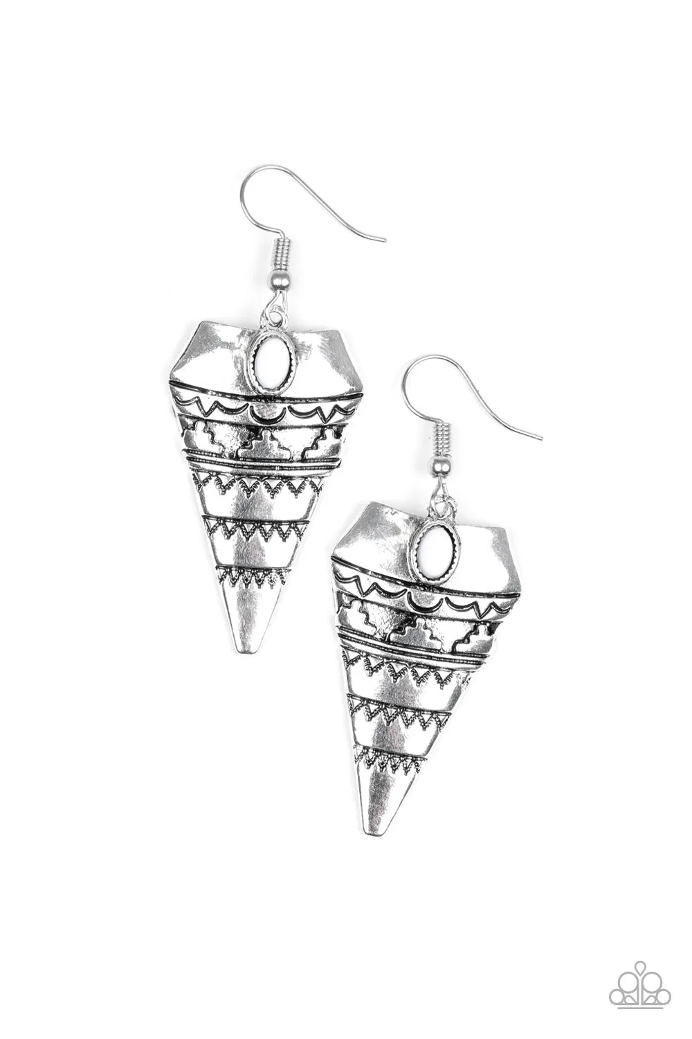 Paparazzi Jurassic Journey White Earrings