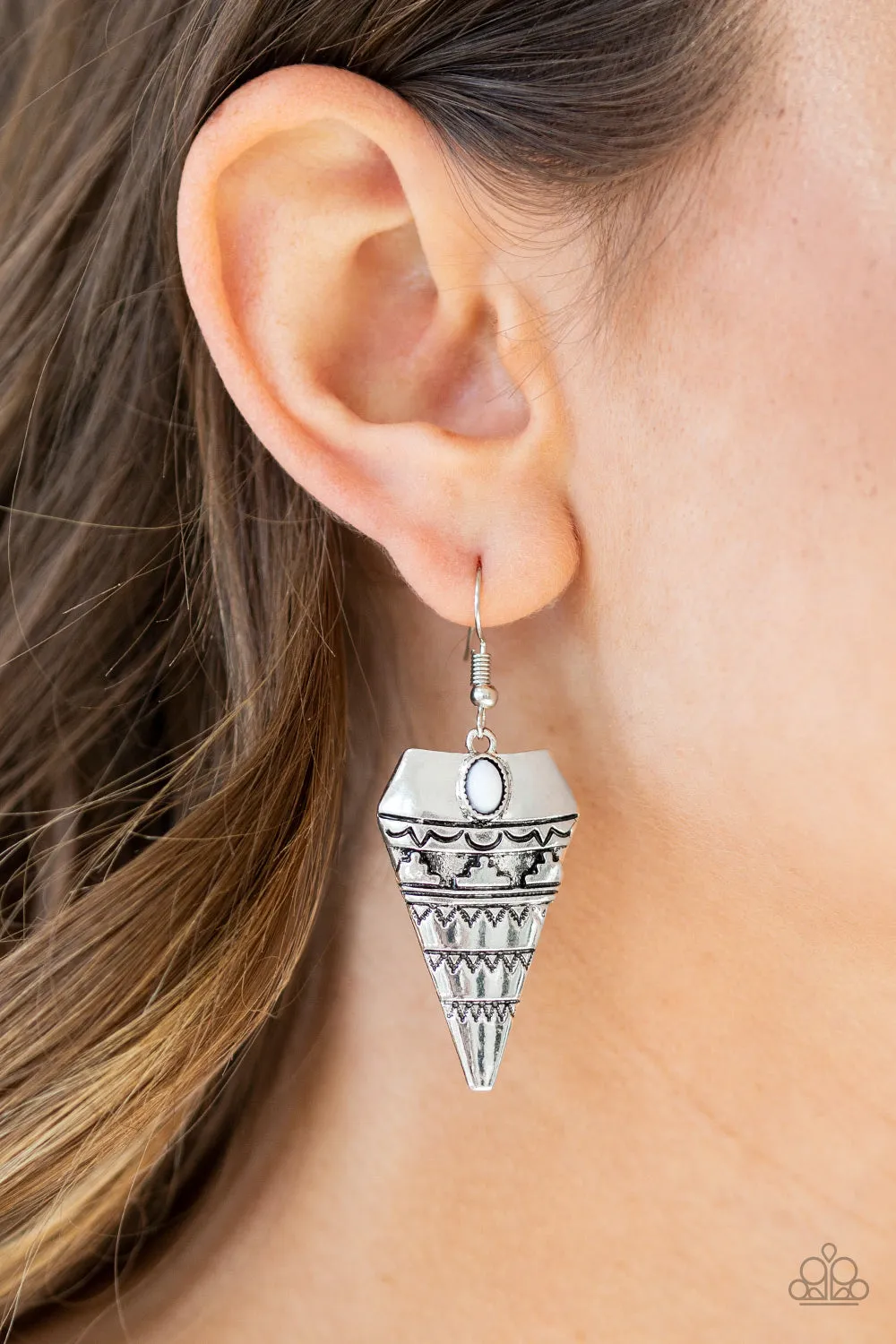 Paparazzi Jurassic Journey White Earrings