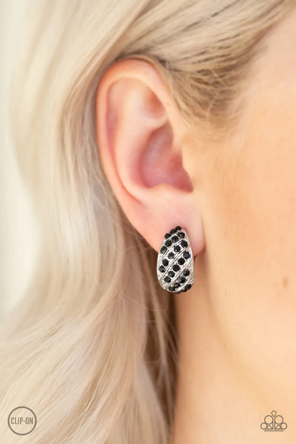 Paparazzi Sparkling Shells Black Clip On Earrings